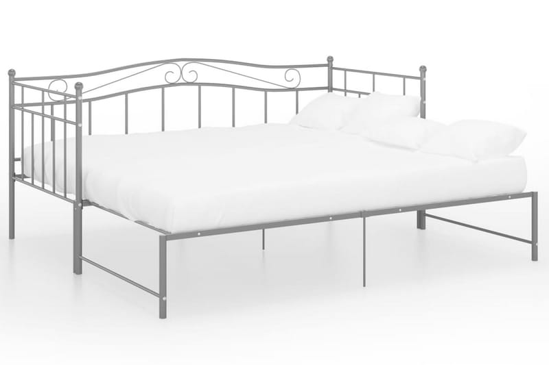 Utdragbar sängram bäddsoffa grå metall 90x200 cm - Grå - Möbler - Vardagsrum - Bäddsoffor - Hörnbäddsoffa