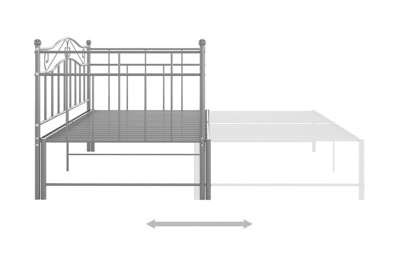 Utdragbar sängram bäddsoffa grå metall 90x200 cm - Grå - Hörnbäddsoffa - Bäddsoffor