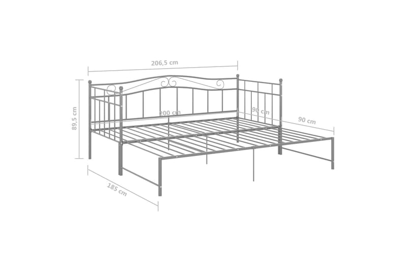 Utdragbar sängram bäddsoffa grå metall 90x200 cm - Grå - Möbler - Vardagsrum - Bäddsoffor - Hörnbäddsoffa