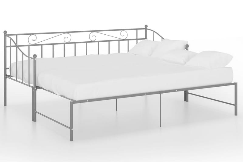 Utdragbar sängram bäddsoffa grå metall 90x200 cm - Grå - Möbler - Vardagsrum - Bäddsoffor - Hörnbäddsoffa