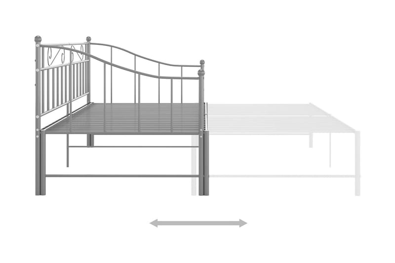 Utdragbar sängram bäddsoffa grå metall 90x200 cm - Grå - Möbler - Vardagsrum - Bäddsoffor - Hörnbäddsoffa