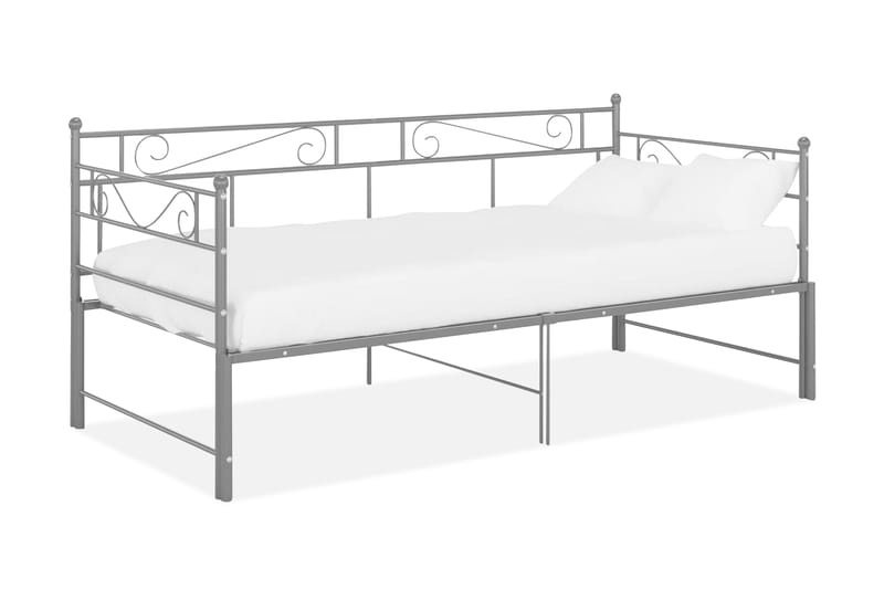 Utdragbar sängram bäddsoffa grå metall 90x200 cm - Grå - Möbler - Vardagsrum - Bäddsoffor - Hörnbäddsoffa