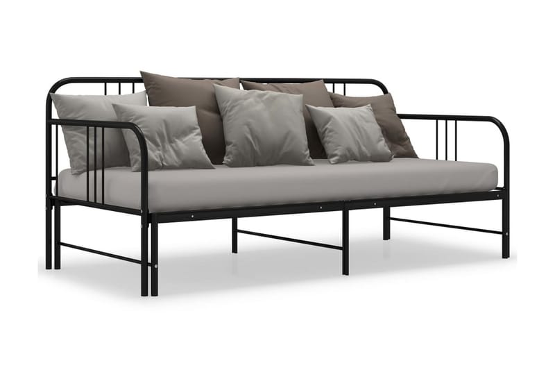 Utdragbar sängram bäddsoffa svart metall 90x200 cm - Svart - Möbler - Vardagsrum - Bäddsoffor - Hörnbäddsoffa