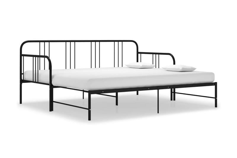 Utdragbar sängram bäddsoffa svart metall 90x200 cm - Svart - Möbler - Vardagsrum - Bäddsoffor - Hörnbäddsoffa