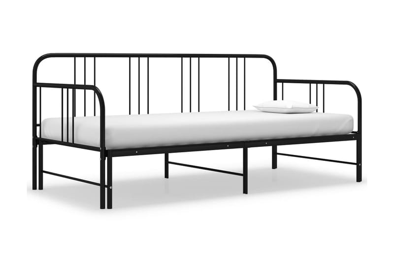 Utdragbar sängram bäddsoffa svart metall 90x200 cm - Svart - Möbler - Vardagsrum - Bäddsoffor - Hörnbäddsoffa