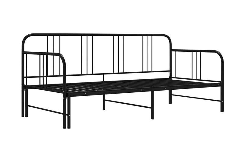 Utdragbar sängram bäddsoffa svart metall 90x200 cm - Svart - Möbler - Vardagsrum - Bäddsoffor - Hörnbäddsoffa