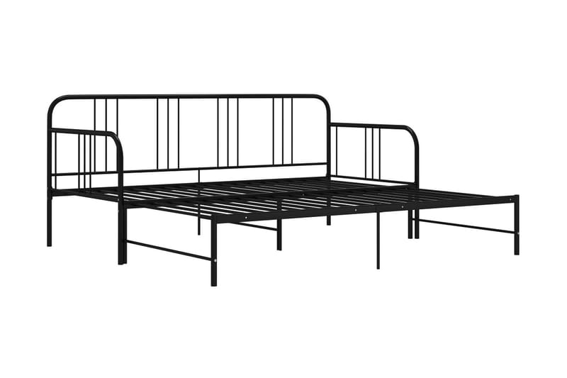 Utdragbar sängram bäddsoffa svart metall 90x200 cm - Svart - Möbler - Vardagsrum - Bäddsoffor - Hörnbäddsoffa