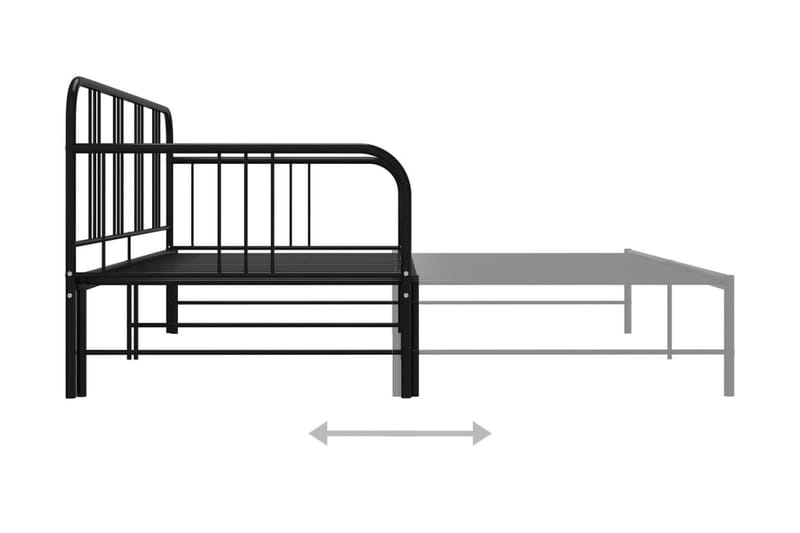 Utdragbar sängram bäddsoffa svart metall 90x200 cm - Svart - Möbler - Vardagsrum - Bäddsoffor - Hörnbäddsoffa