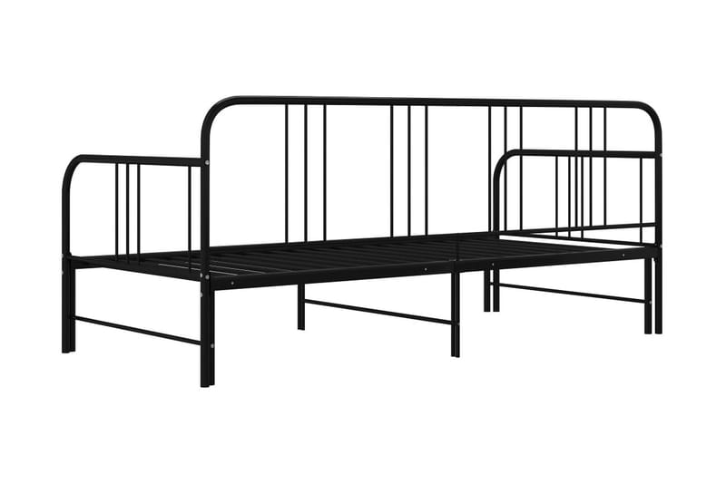 Utdragbar sängram bäddsoffa svart metall 90x200 cm - Svart - Möbler - Vardagsrum - Bäddsoffor - Hörnbäddsoffa