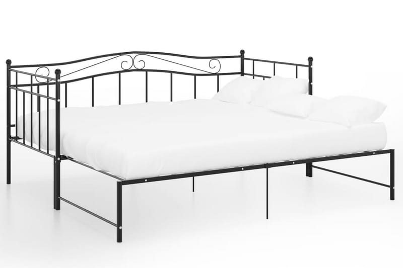 Utdragbar sängram bäddsoffa svart metall 90x200 cm - Svart - Möbler - Vardagsrum - Bäddsoffor - Hörnbäddsoffa