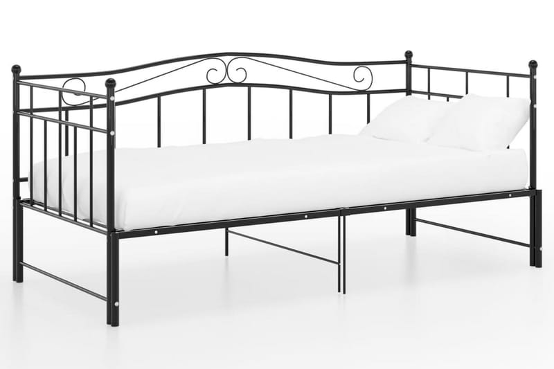 Utdragbar sängram bäddsoffa svart metall 90x200 cm - Svart - Hörnbäddsoffa - Bäddsoffor