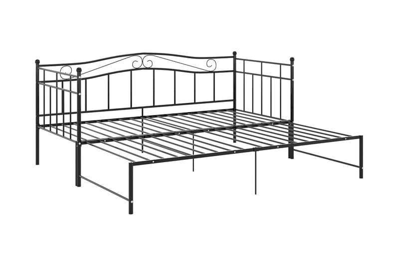Utdragbar sängram bäddsoffa svart metall 90x200 cm - Svart - Möbler - Vardagsrum - Bäddsoffor - Hörnbäddsoffa