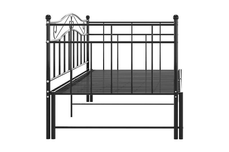 Utdragbar sängram bäddsoffa svart metall 90x200 cm - Svart - Hörnbäddsoffa - Bäddsoffor