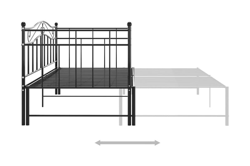 Utdragbar sängram bäddsoffa svart metall 90x200 cm - Svart - Hörnbäddsoffa - Bäddsoffor