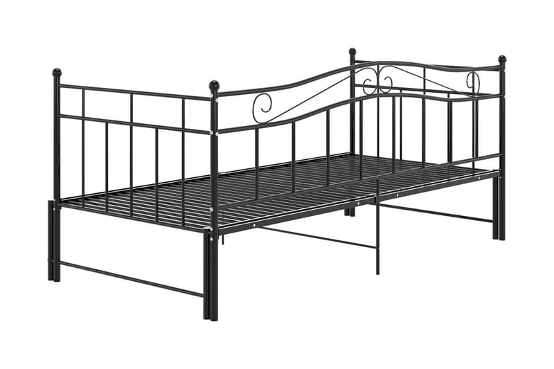 Utdragbar sängram bäddsoffa svart metall 90x200 cm - Svart - Hörnbäddsoffa - Bäddsoffor