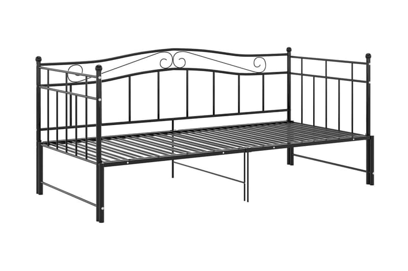 Utdragbar sängram bäddsoffa svart metall 90x200 cm - Svart - Möbler - Vardagsrum - Bäddsoffor - Hörnbäddsoffa