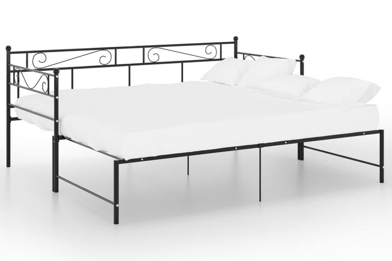 Utdragbar sängram bäddsoffa svart metall 90x200 cm - Svart - Möbler - Vardagsrum - Bäddsoffor - Hörnbäddsoffa
