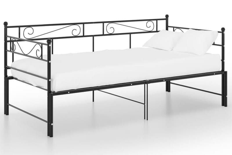 Utdragbar sängram bäddsoffa svart metall 90x200 cm - Svart - Möbler - Vardagsrum - Bäddsoffor - Hörnbäddsoffa