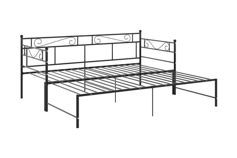 Utdragbar sängram bäddsoffa svart metall 90x200 cm - Svart - Möbler - Vardagsrum - Bäddsoffor - Hörnbäddsoffa