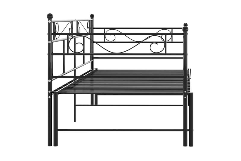 Utdragbar sängram bäddsoffa svart metall 90x200 cm - Svart - Möbler - Vardagsrum - Bäddsoffor - Hörnbäddsoffa