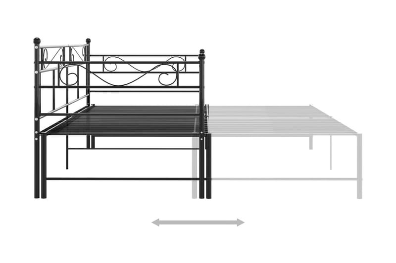 Utdragbar sängram bäddsoffa svart metall 90x200 cm - Svart - Möbler - Vardagsrum - Bäddsoffor - Hörnbäddsoffa