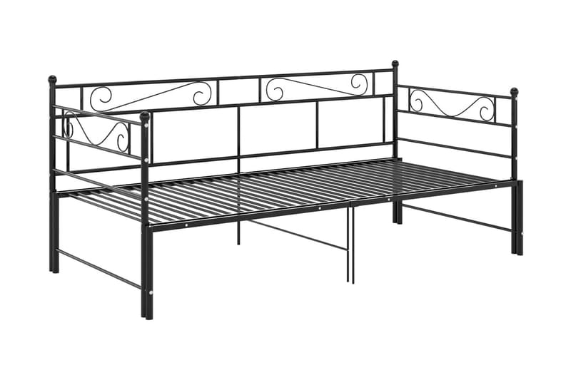 Utdragbar sängram bäddsoffa svart metall 90x200 cm - Svart - Möbler - Vardagsrum - Bäddsoffor - Hörnbäddsoffa