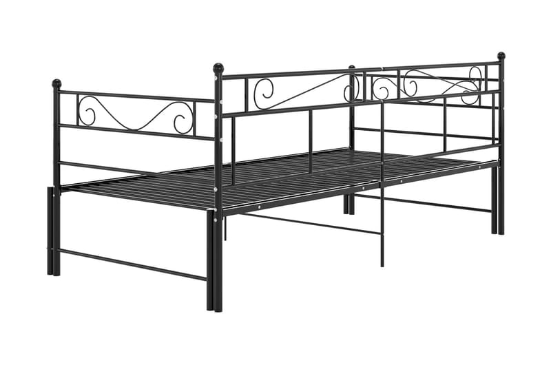 Utdragbar sängram bäddsoffa svart metall 90x200 cm - Svart - Möbler - Vardagsrum - Bäddsoffor - Hörnbäddsoffa