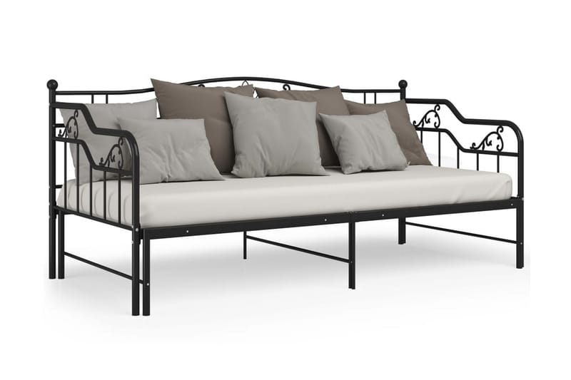 Utdragbar sängram bäddsoffa svart metall 90x200 cm - Svart - Hörnbäddsoffa - Bäddsoffor