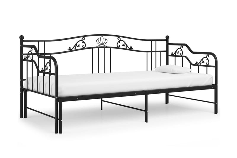 Utdragbar sängram bäddsoffa svart metall 90x200 cm - Svart - Möbler - Vardagsrum - Bäddsoffor - Hörnbäddsoffa