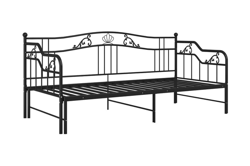 Utdragbar sängram bäddsoffa svart metall 90x200 cm - Svart - Möbler - Vardagsrum - Bäddsoffor - Hörnbäddsoffa