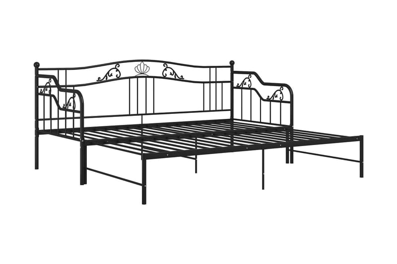 Utdragbar sängram bäddsoffa svart metall 90x200 cm - Svart - Möbler - Vardagsrum - Bäddsoffor - Hörnbäddsoffa