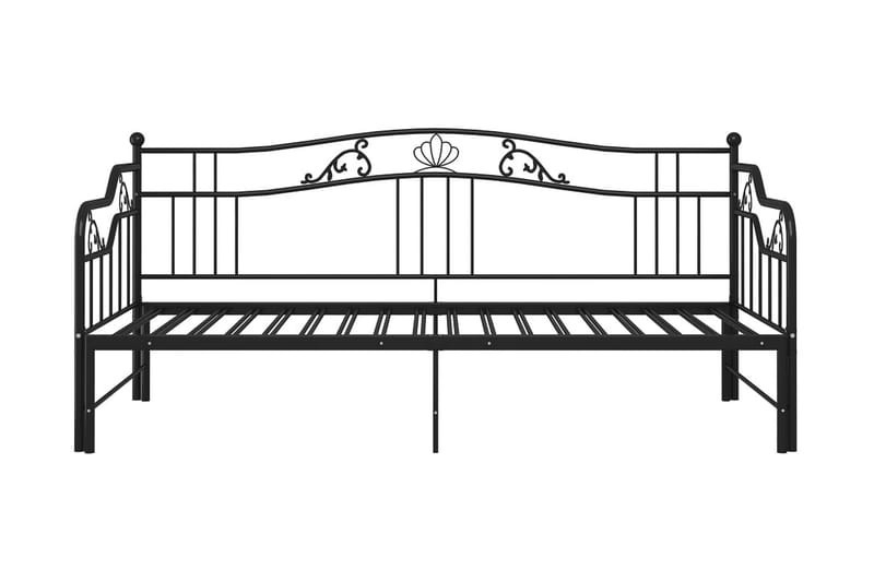 Utdragbar sängram bäddsoffa svart metall 90x200 cm - Svart - Möbler - Vardagsrum - Bäddsoffor - Hörnbäddsoffa