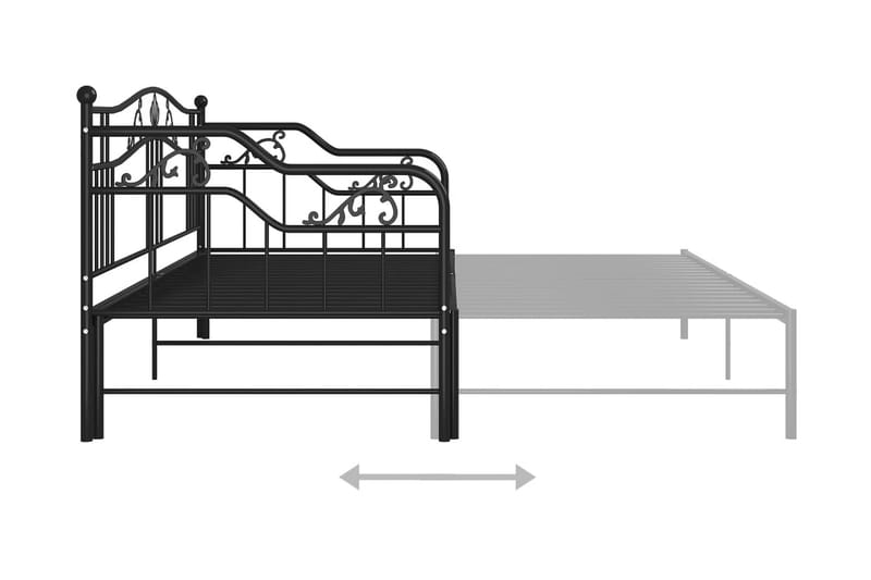 Utdragbar sängram bäddsoffa svart metall 90x200 cm - Svart - Möbler - Vardagsrum - Bäddsoffor - Hörnbäddsoffa