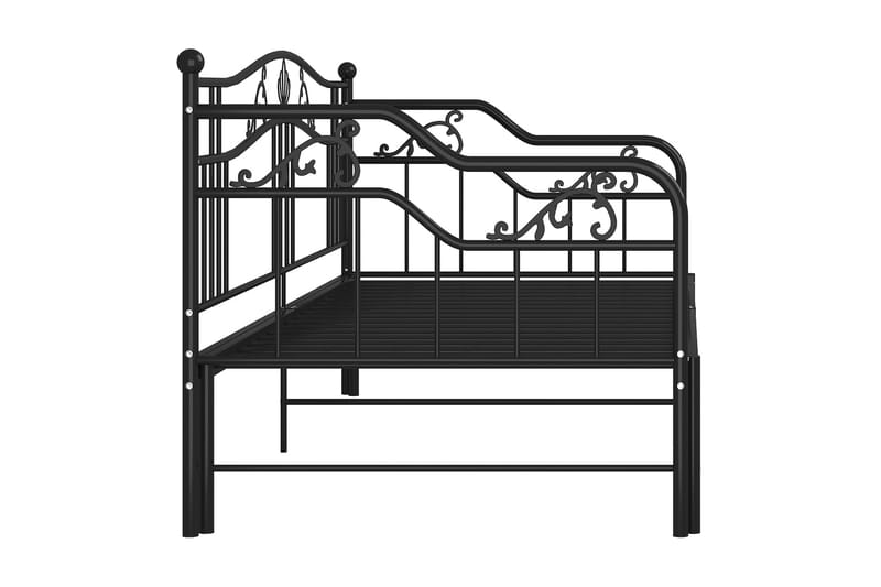 Utdragbar sängram bäddsoffa svart metall 90x200 cm - Svart - Möbler - Vardagsrum - Bäddsoffor - Hörnbäddsoffa