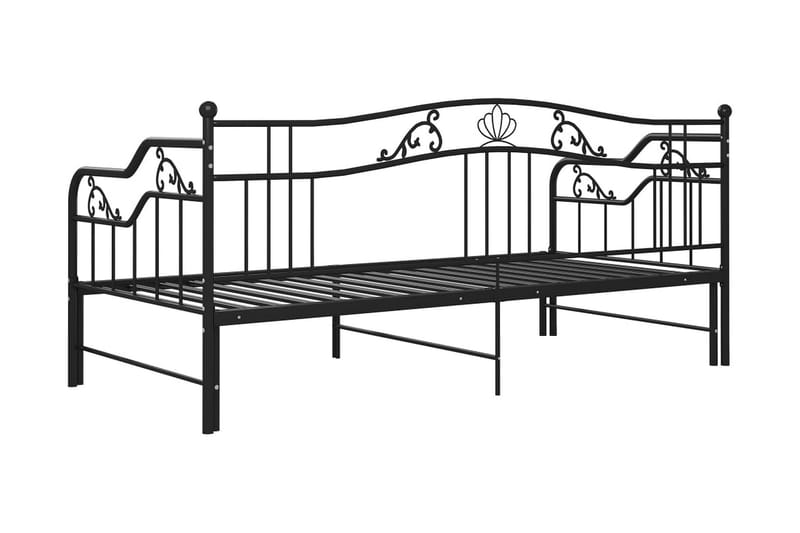 Utdragbar sängram bäddsoffa svart metall 90x200 cm - Svart - Möbler - Vardagsrum - Bäddsoffor - Hörnbäddsoffa
