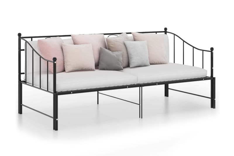 Utdragbar sängram bäddsoffa svart metall 90x200 cm - Svart - Hörnbäddsoffa - Bäddsoffor