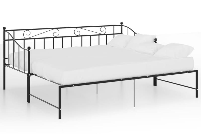 Utdragbar sängram bäddsoffa svart metall 90x200 cm - Svart - Möbler - Vardagsrum - Bäddsoffor - Hörnbäddsoffa
