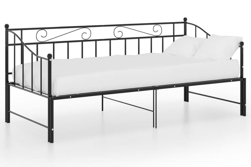 Utdragbar sängram bäddsoffa svart metall 90x200 cm - Svart - Möbler - Vardagsrum - Bäddsoffor - Hörnbäddsoffa