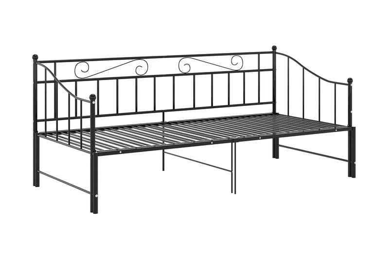 Utdragbar sängram bäddsoffa svart metall 90x200 cm - Svart - Möbler - Vardagsrum - Bäddsoffor - Hörnbäddsoffa