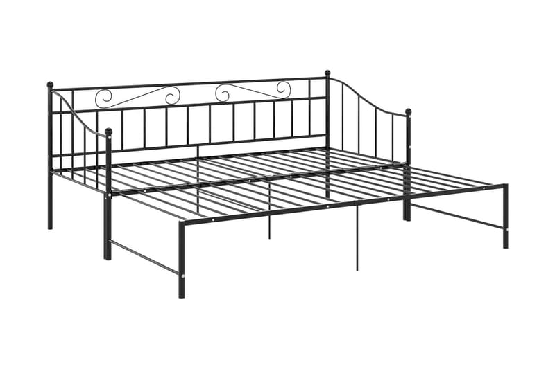 Utdragbar sängram bäddsoffa svart metall 90x200 cm - Svart - Möbler - Vardagsrum - Bäddsoffor - Hörnbäddsoffa