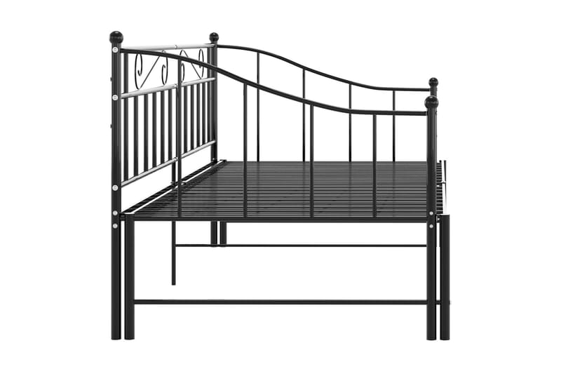 Utdragbar sängram bäddsoffa svart metall 90x200 cm - Svart - Möbler - Vardagsrum - Bäddsoffor - Hörnbäddsoffa