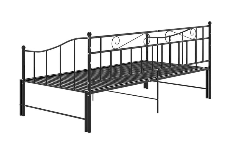 Utdragbar sängram bäddsoffa svart metall 90x200 cm - Svart - Möbler - Vardagsrum - Bäddsoffor - Hörnbäddsoffa
