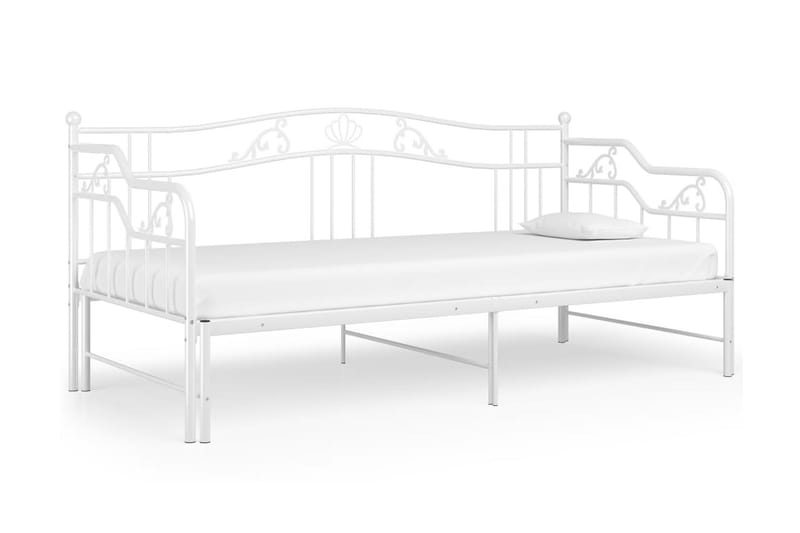 Utdragbar sängram bäddsoffa vit metall 90x200 cm - Vit - Möbler - Vardagsrum - Bäddsoffor - Hörnbäddsoffa