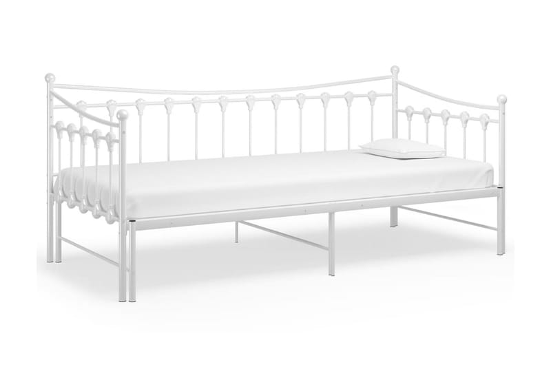 Utdragbar sängram bäddsoffa vit metall 90x200 cm - Vit - Möbler - Vardagsrum - Bäddsoffor - Hörnbäddsoffa