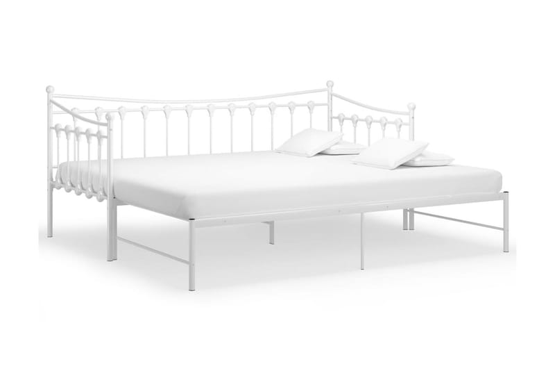 Utdragbar sängram bäddsoffa vit metall 90x200 cm - Vit - Hörnbäddsoffa - Bäddsoffor