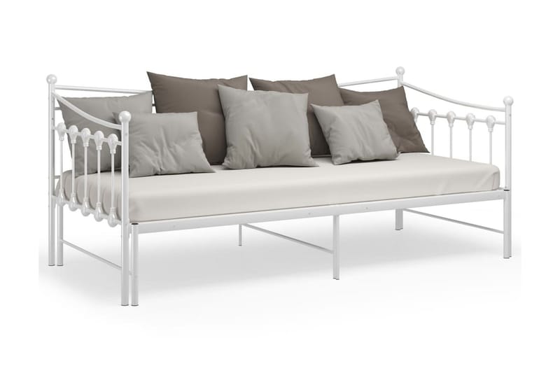 Utdragbar sängram bäddsoffa vit metall 90x200 cm - Vit - Möbler - Vardagsrum - Bäddsoffor - Hörnbäddsoffa