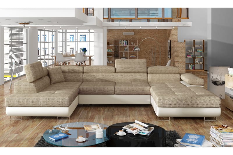 VIERDES Hörnbäddsoffa Beige