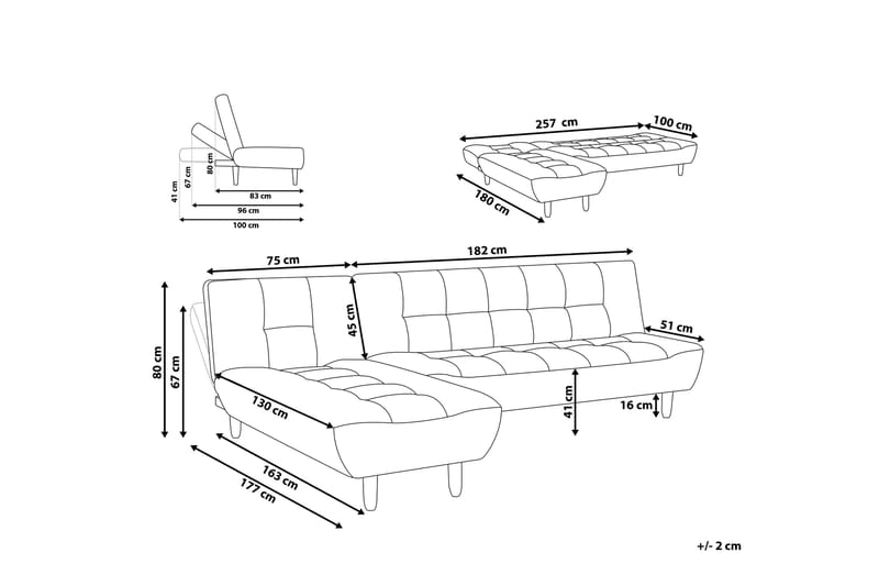 Hörnsofa H 4-sits med sovfunktion mörkgrå ALSTEN - Grå - Möbler - Vardagsrum - Bäddsoffor - Hörnbäddsoffa