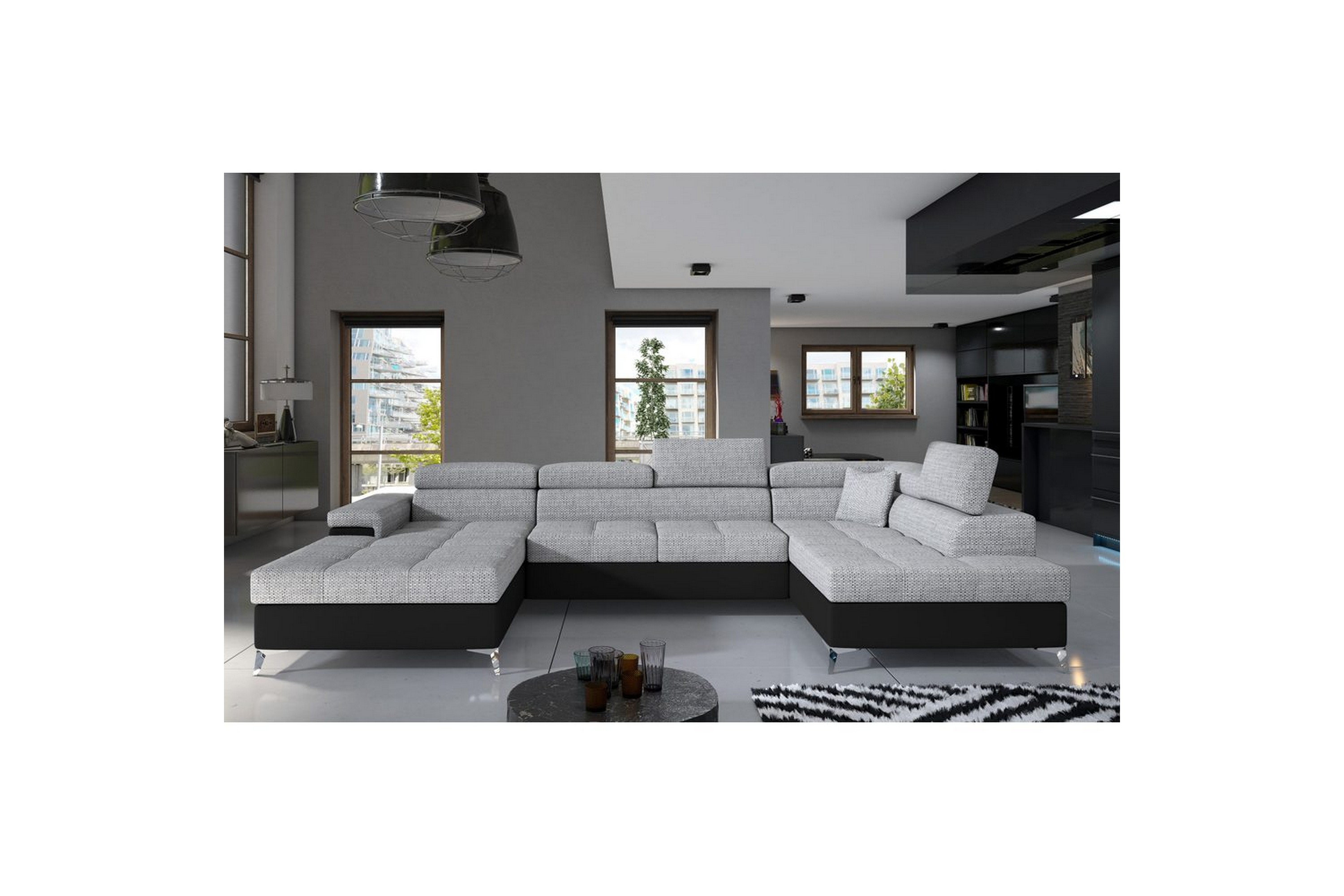 hörnsoffa eltap eduardo 337x205x88 cm - berlin 01, mjuk 11, grå, svart, höger