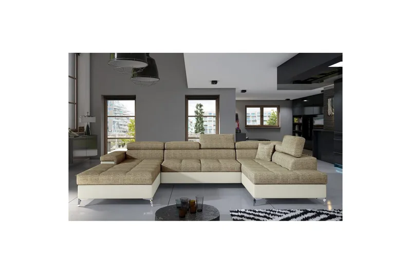 Hörnsoffa Eltap Eduardo 337x205x88 cm, Berlin 03, Mjuk 33, Beige, Höger